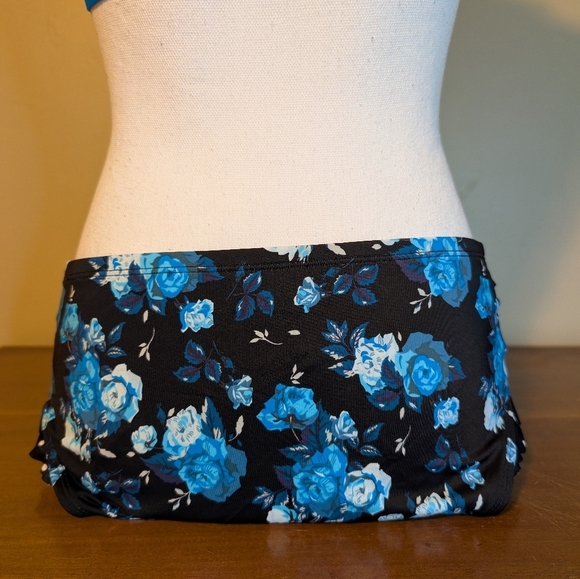 Chaps Blue Ruffle Halter Bikini Top & Bottom SZ 6 - Picture 9 of 16